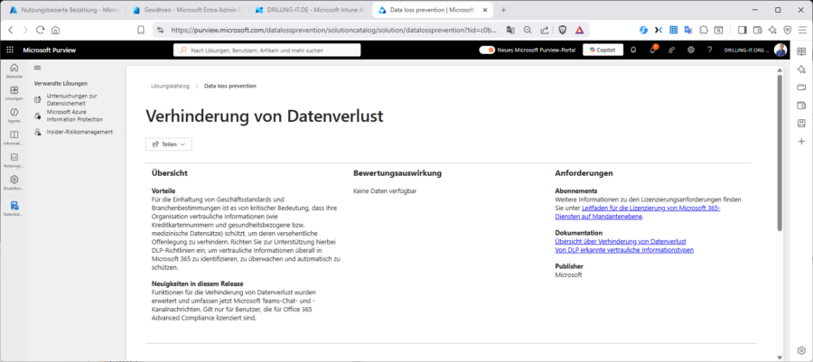 Die DLP-Section im neuen Purview-Portal.