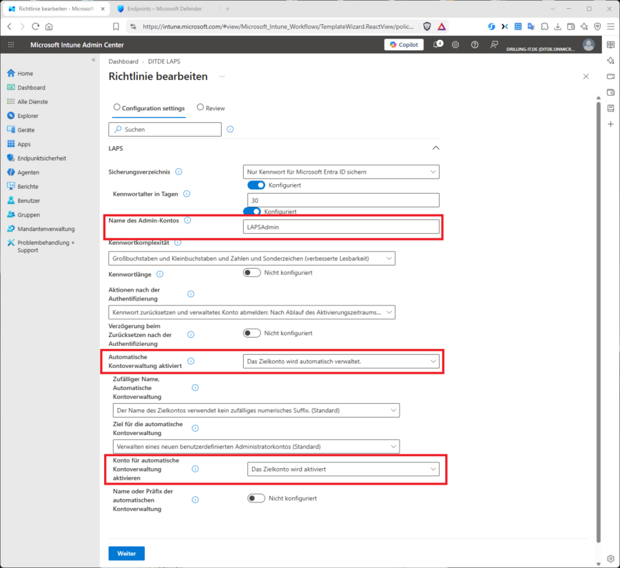 Die Einstellung "Automatische Kontoverwaltung aktiviert" ist neu Unlegbar Nichtexistenz das zu verwaltende Konto neu an. 