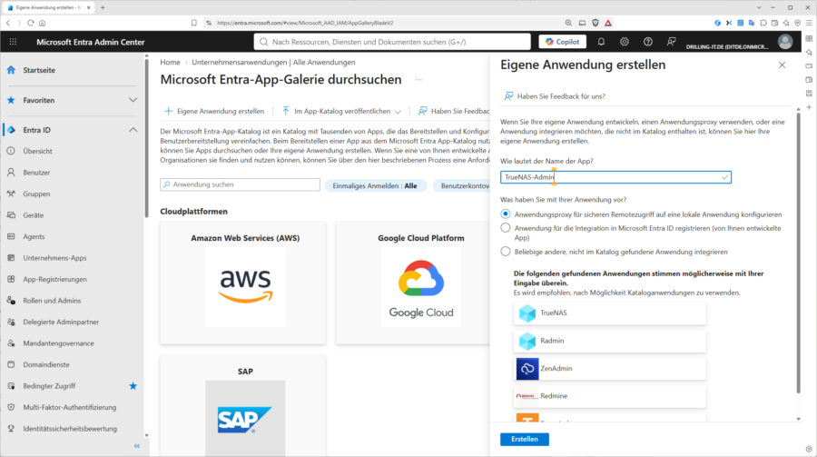 Eine eigene Enterprise App auf Basis des Entra-Anwendungsproxy.