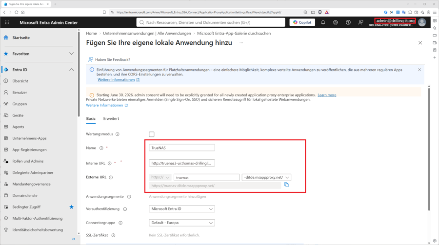 Die interne URL der Anwendung wird auf eine öffentlich routbare Externe URL gemappt.